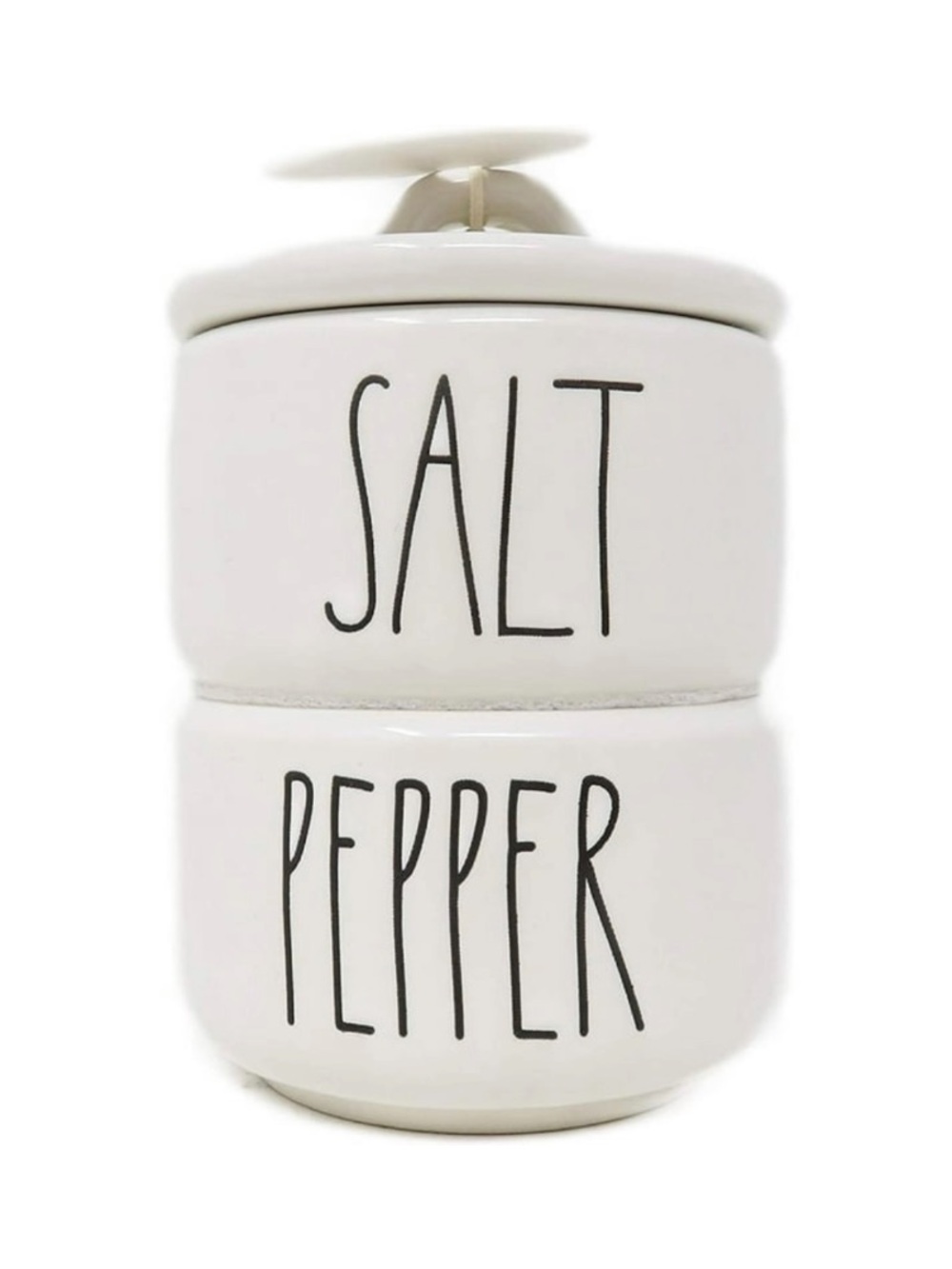 Rae Dunn nwt By Magenta 2 Piece Stacking Ceramic Salt & Pepper Cellars Set